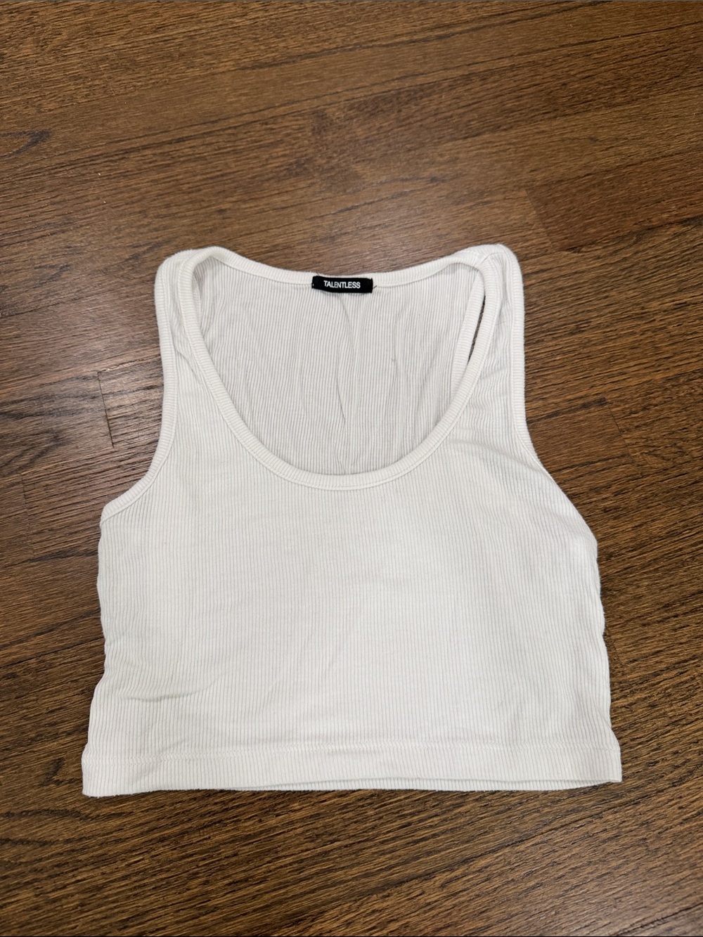 Talentless white Ribbed Cropped Tank